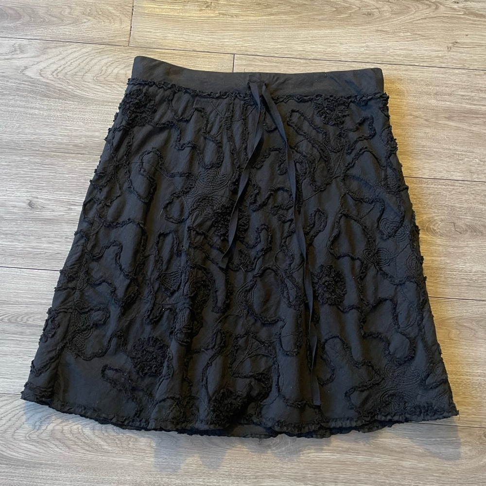 Y2K Whimsigoth Embroidered Black Skirt